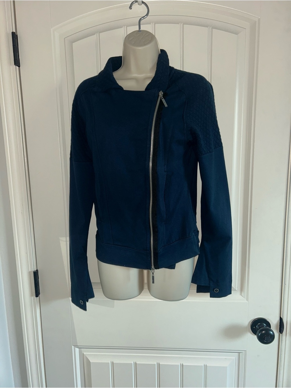 NEW Hard Tail Navy Asymmetric Zip Quilted Bomber Jacket Sz S